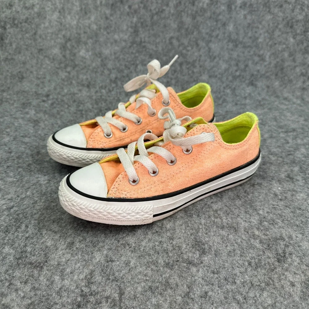 Converse Chuck Taylor All Star Junior 12 Neon Orange Yellow Low Top 637348F